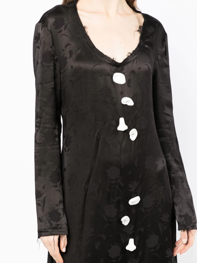 Shop Yuhan Wang Floral-jacquard Long-sleeve Dress In Black