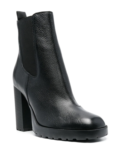 Shop Hogan Elasticated-panel Ankle Leather Boots In Black