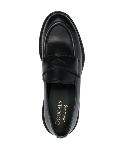 Shop Doucal's Ridged-sole Detail Loafers In Black