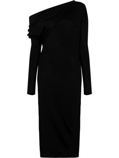 Shop Tom Ford Off-shoulder Midi Dress In Black