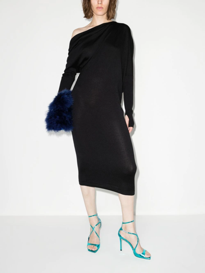 Tom Ford One-shoulder Cashmere And Silk-blend Midi Dress In Black
