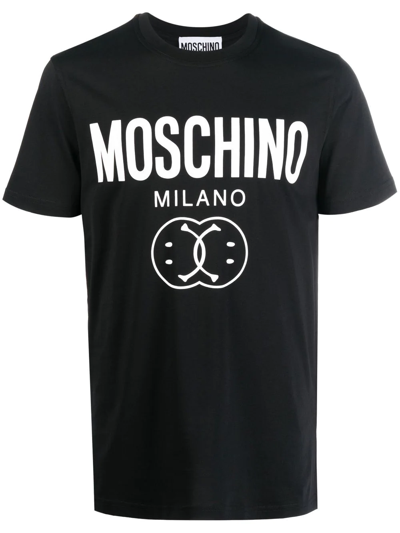 Shop Moschino Logo-print Organic Cotton T-shirt In Black