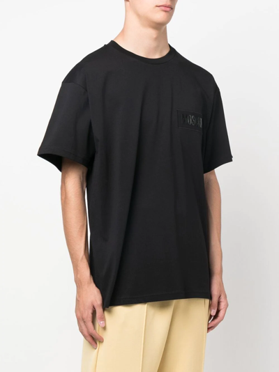 Moschino Embroidered-logo Organic Cotton T-shirt In Black