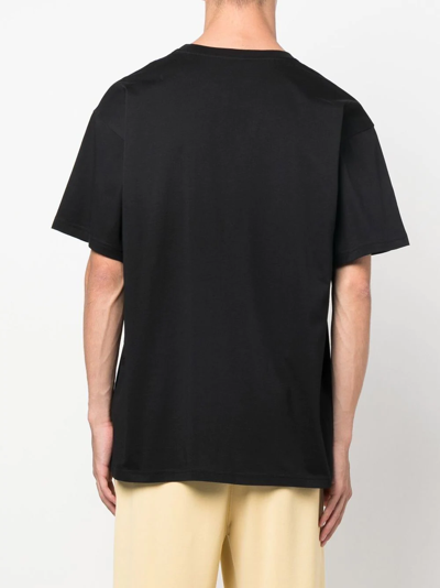 Moschino Embroidered-logo Organic Cotton T-shirt In Black