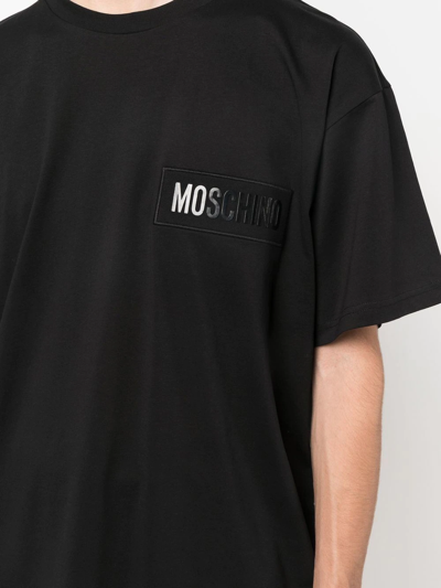 Moschino Embroidered-logo Organic Cotton T-shirt In Black