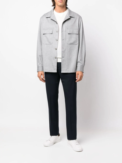 Shop Ermenegildo Zegna Alba Oasi Cashmere Overshirt In Grey