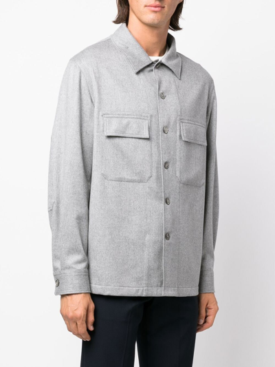 Shop Ermenegildo Zegna Alba Oasi Cashmere Overshirt In Grey