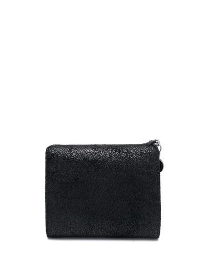 Stella Mccartney Falabella Shaggy Deer Flap Wallet In Black