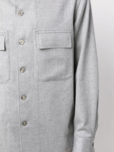 Shop Ermenegildo Zegna Alba Oasi Cashmere Overshirt In Grey