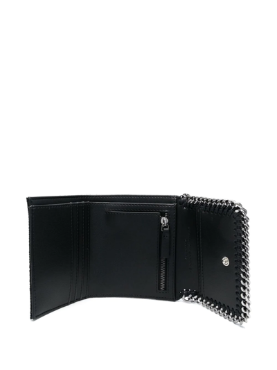 Stella Mccartney Falabella Shaggy Deer Flap Wallet In Black