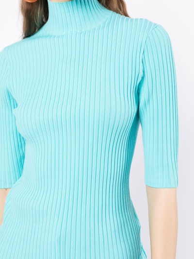 Shop Enföld Short-sleeve Rib-knit Top In Blue