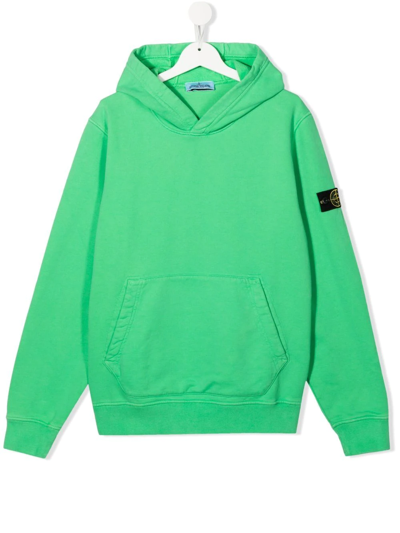 Shop Stone Island Junior Teen Compass-patch Hoodie In Green