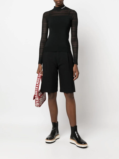 Karl Lagerfeld Logo-embroidered Mock-neck Top In Black