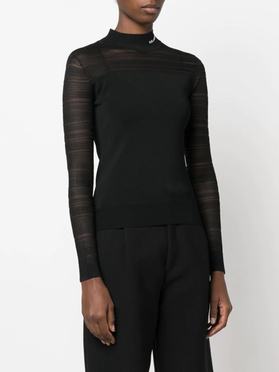 Karl Lagerfeld Logo-embroidered Mock-neck Top In Black