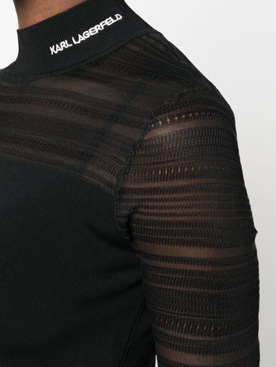 Karl Lagerfeld Logo-embroidered Mock-neck Top In Black