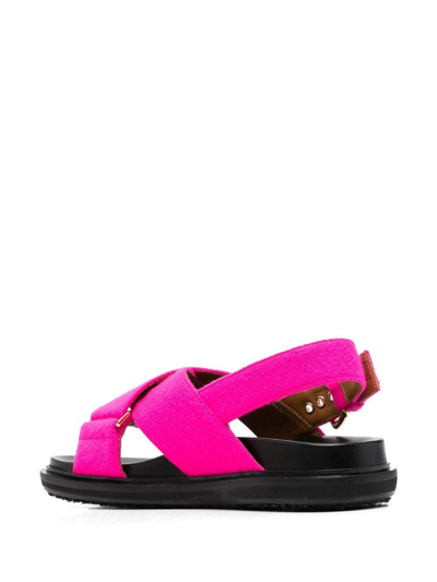 Shop Marni Crossover-strap Leather Sandals In Pink