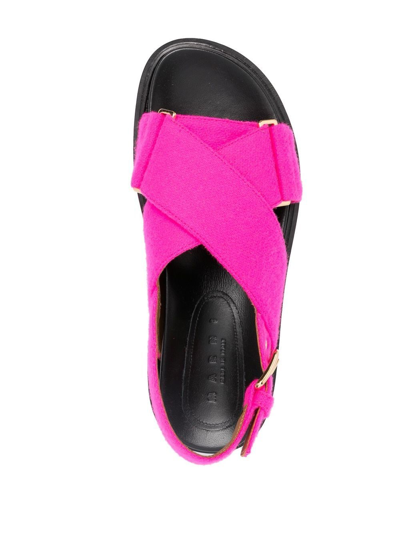 Shop Marni Crossover-strap Leather Sandals In Pink