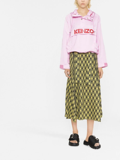 Kenzo Pink Logo Print Windbreaker In Pink