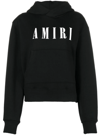 Shop Amiri Logo-print Hoodie In Black