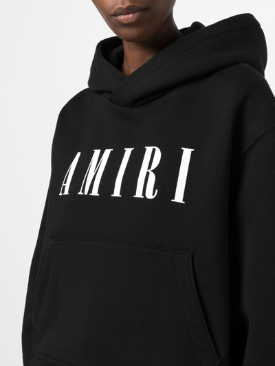 Shop Amiri Logo-print Hoodie In Black