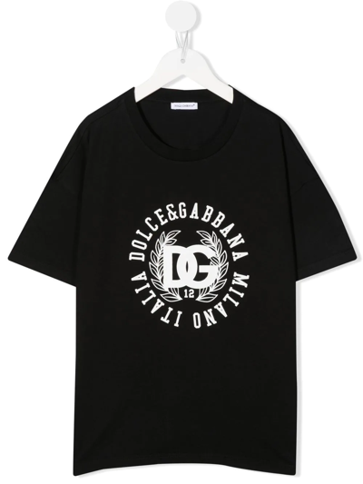 Shop Dolce & Gabbana Logo-print Cotton T-shirt In Black