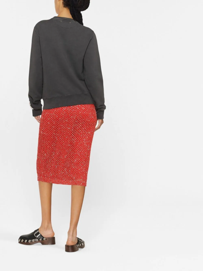 Golden Goose Athena Crystal Embellished Distressed Cotton Sweatshirt In Grey