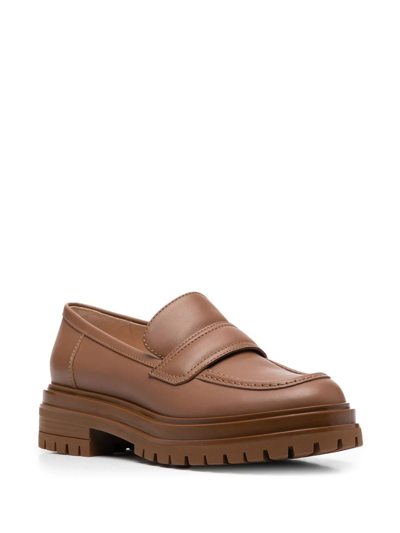 Shop Gianvito Rossi Argo Oversized Loafers In Brown