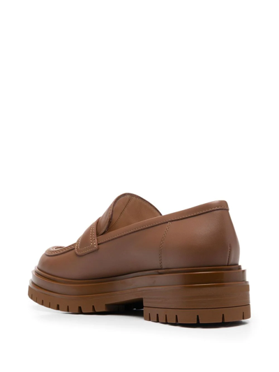 Shop Gianvito Rossi Argo Oversized Loafers In Brown