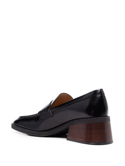 Shop Tod's 60mm Square-toe Leather Loafers In Brown