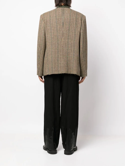 Shop Maison Margiela Houndstooth-pattern Wool Blazer In Brown