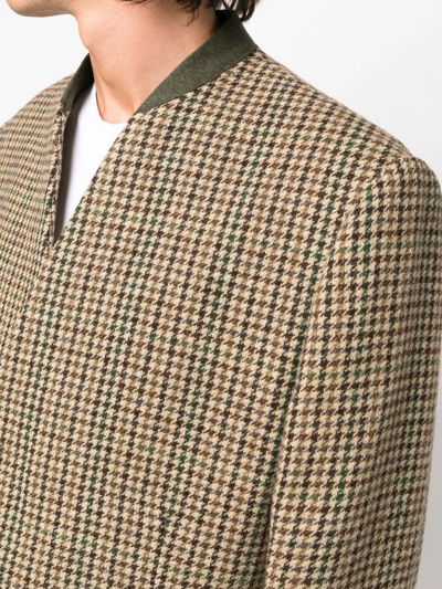 Shop Maison Margiela Houndstooth-pattern Wool Blazer In Brown