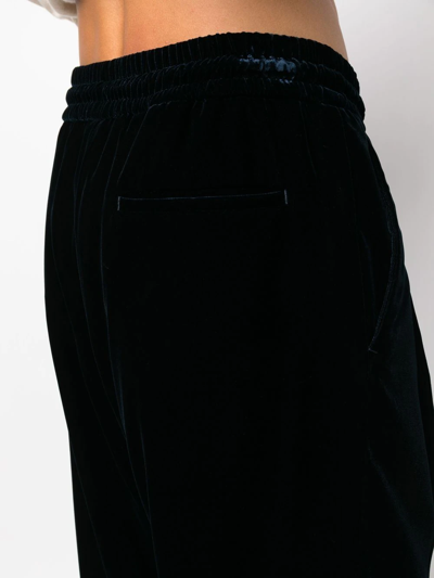 Shop Giorgio Armani Drawstring Velvet Track Pants In Blue