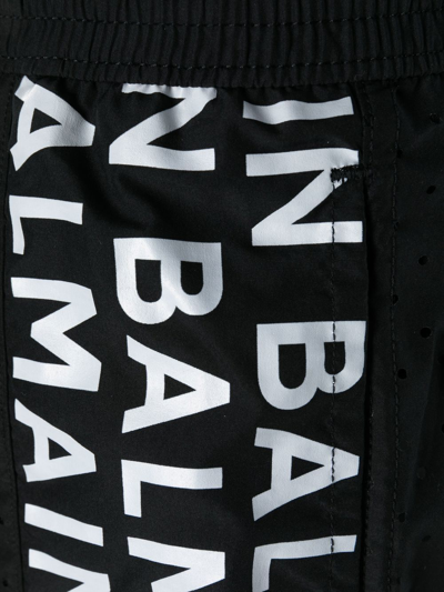 Shop Balmain Logo Print Track Shorts In Black