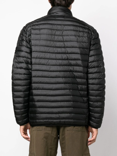 Stone Island Logo-patch Hooded Quilted Down Coat In Black