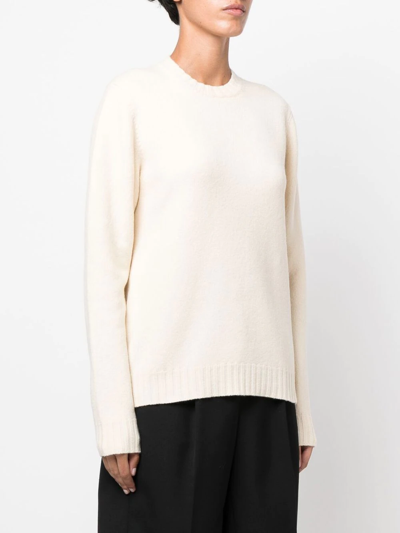 Jil Sander Liso Crew-neck Wool Jumper In Neutrals