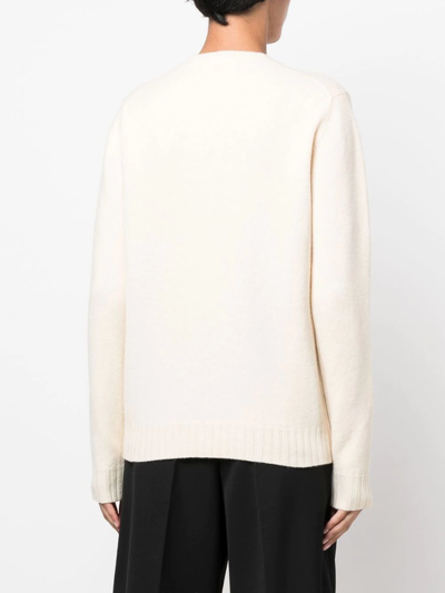 Jil Sander Liso Crew-neck Wool Jumper In Neutrals