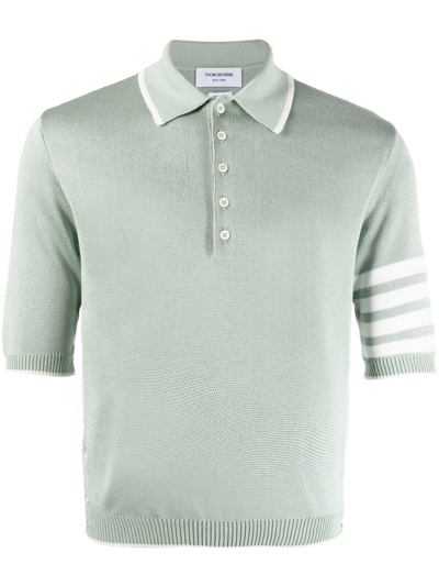 Shop Thom Browne 4-bar Stripe Polo Shirt In Green