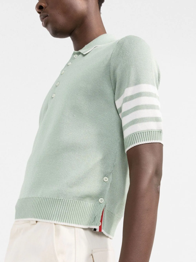 Shop Thom Browne 4-bar Stripe Polo Shirt In Green