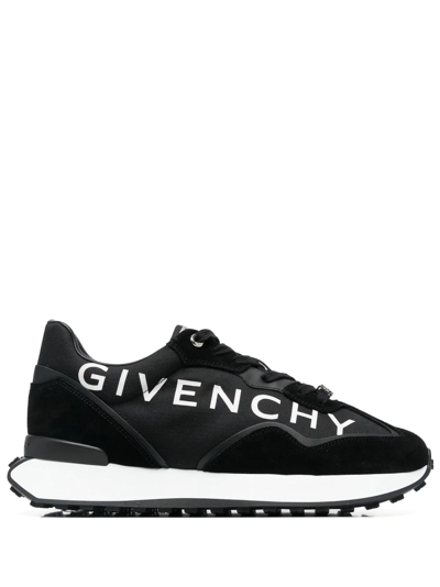 Shop Givenchy Logo-print Panelled Lace-up Sneakers In Black