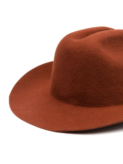 Shop Ruslan Baginskiy Embroidered-logo Fedora Hat In Brown