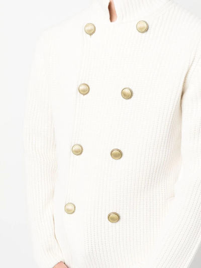 Shop Brunello Cucinelli Double-breasted Knitted Cardigan In White
