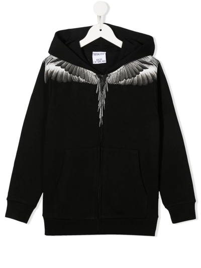 Shop Marcelo Burlon County Of Milan Wings-print Long-sleeve Hoodie In Black