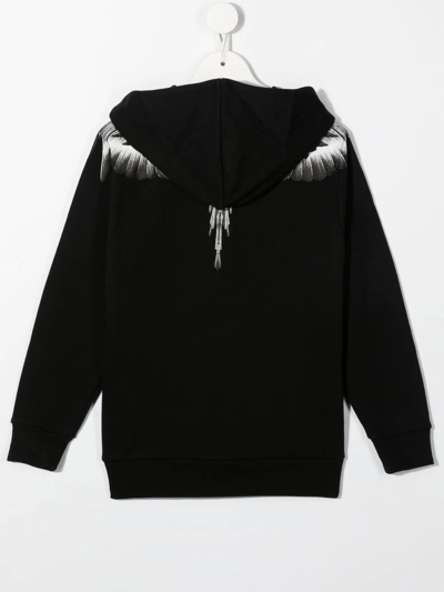 Shop Marcelo Burlon County Of Milan Wings-print Long-sleeve Hoodie In Black