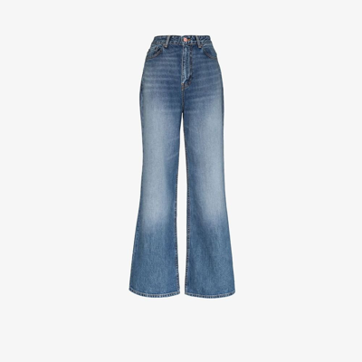 Shop Ganni Blue Magny Wide-leg Jeans