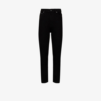 Shop Ganni Cutye Organic Cotton Cropped Jeans - Women's - Organic Cotton/spandex/elastane/elastodiene In Black