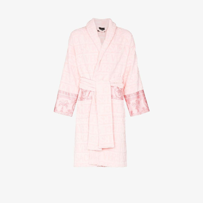 Shop Versace Pink Logo Cotton Robe