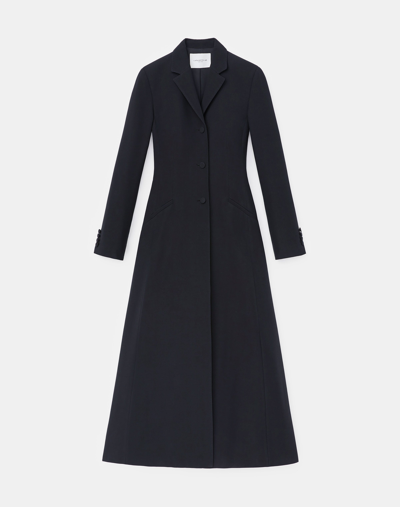 Shop Lafayette 148 Woolsilk Crepe Threebutton Academy Coat In Black