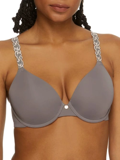 Shop Natori Pure Luxe Plunge T-shirt Bra In Anchor,marble