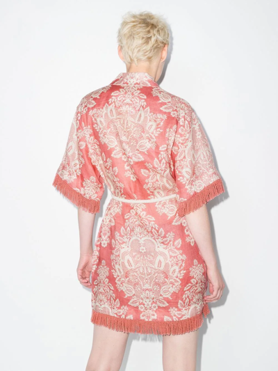 Shop Zimmermann Pattie Paisley Print Fringed Dress In Rosa