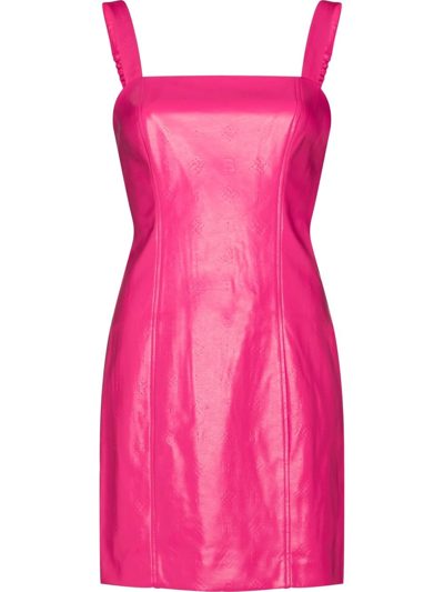 Shop Rotate Birger Christensen Square Neck Sleeveless Mini Dress In Rosa
